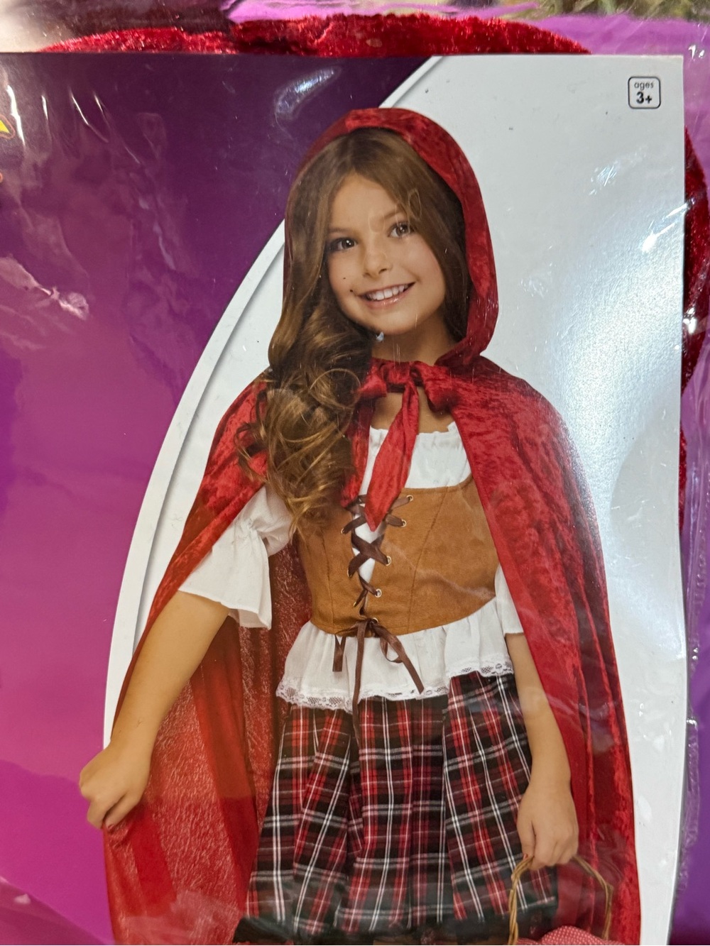 Spirit Red Riding Hood Girls Costume Complete Outfit Hooded Cape Dress L
